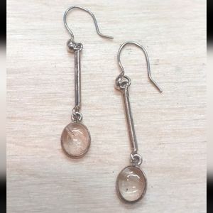 925 RUTILATED QUARTZ Sterling Silver Oval Stone Dangle Earrings 1.75" Long